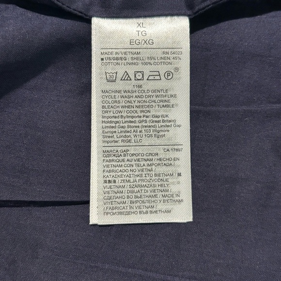 GAP Sz XL Mini Wrap Dress Linen Blend Ruffle Hem Short Sleeve NEW WITH TAG Navy - Picture 9 of 9